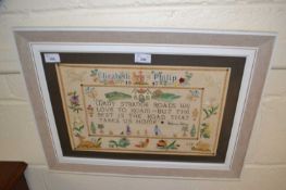 Royalty Interest - A needlework picture commemorating the wedding of Elizabeth and Phillip 1947,