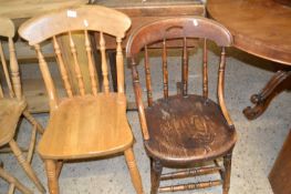 Two spindle back kitchen chairs