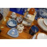 Mixed Lot: Glazed Studio Pottery mugs with stand, pair of small ginger jars, a pastille burner etc