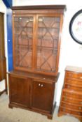 Mahogany astragal glazed bookcase cabinet with cupboard base, 92cm wide