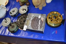 Collection of modern centre pin fishing reels to include Rimfly, Barbus and Shakespeare (6)
