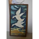 Modern delft wall plaque decorated with two ducks