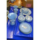 Quantity of Wedgwood Jasper wares to include vases, pin trays, small plates etc