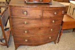 Georgian mahogany bow front five drawer chest, 107cm wide