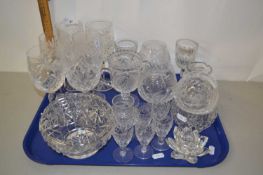 Tray of assorted drinking glasses and other items