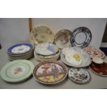 Collection of various decorated plates to include Victorian examples