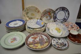 Collection of various decorated plates to include Victorian examples