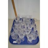 Tray of modern cut glass drinking glasses