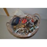 Basket of various assorted costume jewellery