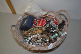 Basket of various assorted costume jewellery