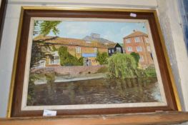 Contemporary study The Old Mill Hotel, oil on board, framed