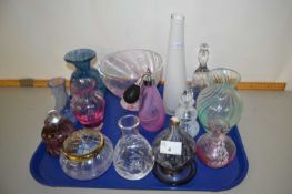 Mixed Lot: Various Art Glass vases, scent bottles etc