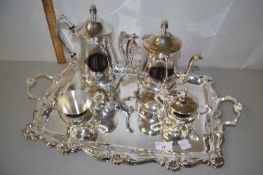 Silver plated tea and coffee set with tray