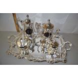 Silver plated tea and coffee set with tray
