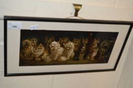A Louie Wayne print of cats, framed and glazed