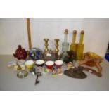 Mixed Lot: Chinese prunus pattern ginger jar, various ornaments, silver plated teapot etc