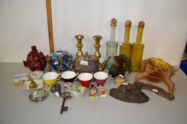 Mixed Lot: Chinese prunus pattern ginger jar, various ornaments, silver plated teapot etc