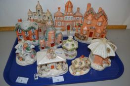 A collection of various small Staffordshire model houses, similar Pastille burners (10)