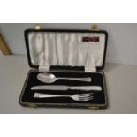 A silver three piece Christening cutlery set