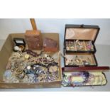 Mixed Lot: Various small cases of assorted costume jewellery, pearl necklaces, base metal pocket
