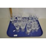 Tray of various assorted drinking glasses