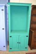 Green painted pine bookcase, 80cm wide