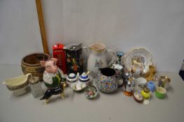 Mixed Lot: Nat West piggy bank, modern Cloisonne vase, a Poole Pottery jug etc