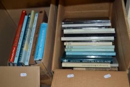 Two boxes of books to include arts reference, Sotherbys and Christies sale catalogues and others