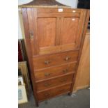 Chest on stand with four drawers and cupboard above, approx 134cm high