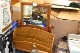 Wooden framed dressing table mirror together with a letter rack