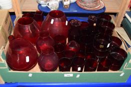 Quantity of red glass ware