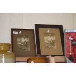 Two framed prints of two ladies, seated