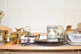 Mixed Lot: Gilt glazed three piece teaset and other ceramics