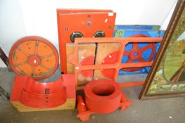 A collection of various wooden Foundry moulds, thought to be moulds for parts for steam or