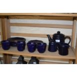 Quantity of blue glazed tea wares
