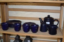 Quantity of blue glazed tea wares
