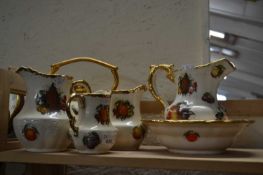 Quantity of mid 20th Century gilt and fruit decorated ceramics