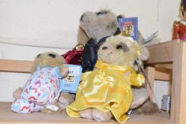 Five soft toys of meerkats