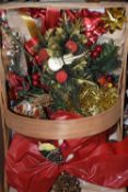 Box of assorted Christmas decorations