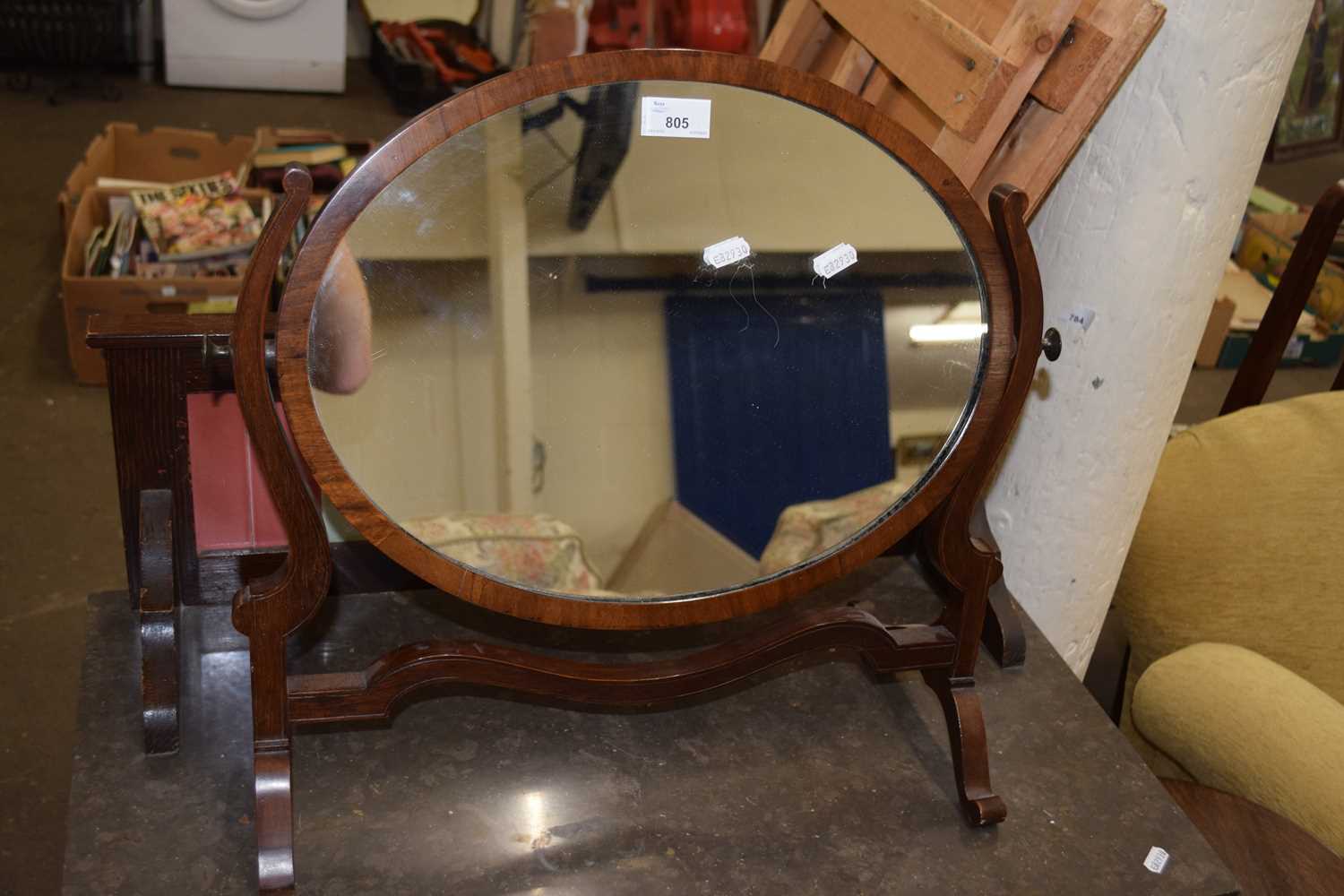 Mahogany oval framed dressing table mirror