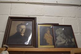 Two pictures of children and a framed photograph of a gentleman (3)