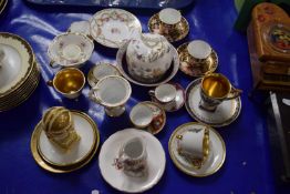 Mixed Lot: Various continental miniature cups and saucers, miniature Crown Derby cups and saucers