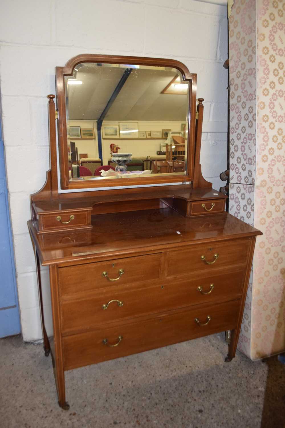 Edwardian mahogany wardrobe together with an acompanying mirrored back dressing chest (2) - Image 3 of 3