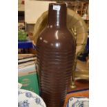 Large modern ribbed pottery floor vase