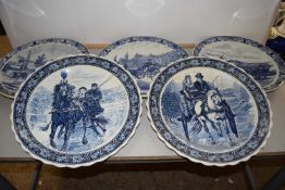 A collection of five large modern Delft charges