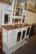 Victorian white painted mirror back side cabinet
