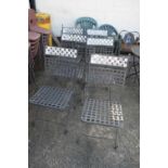 Set of six metal framed garden chairs