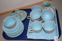 A tray of Poole Pottery tea wares