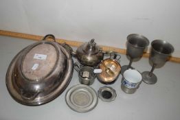 Mixed Lot: Silver plated entree dish and other assorted items