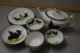 Quantity of Hammersley tea wares decorated with black chickens
